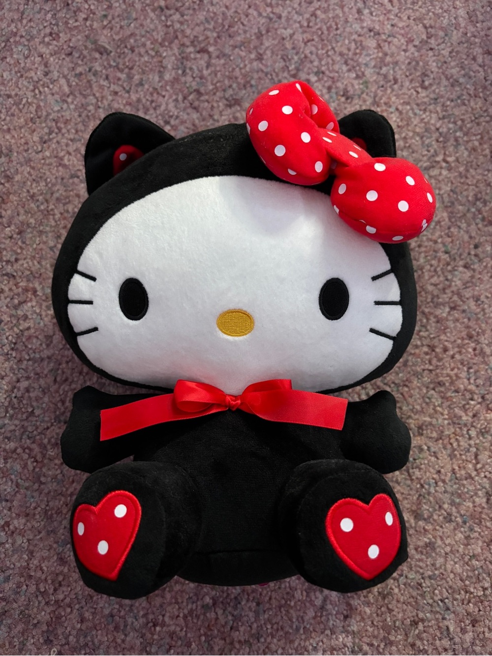 Hello Kitty Black Plush with Red Bow Accents